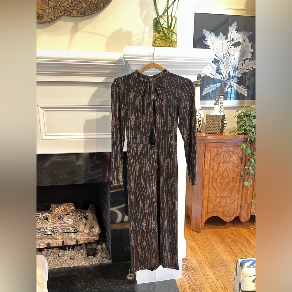 Long sleeve sparkly midi dress
